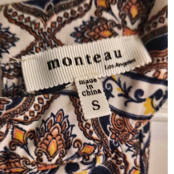 Monteau Boho Festival Halter Tank Top Small Batik Scroll Pattern Lightweight - Picture 5 of 9